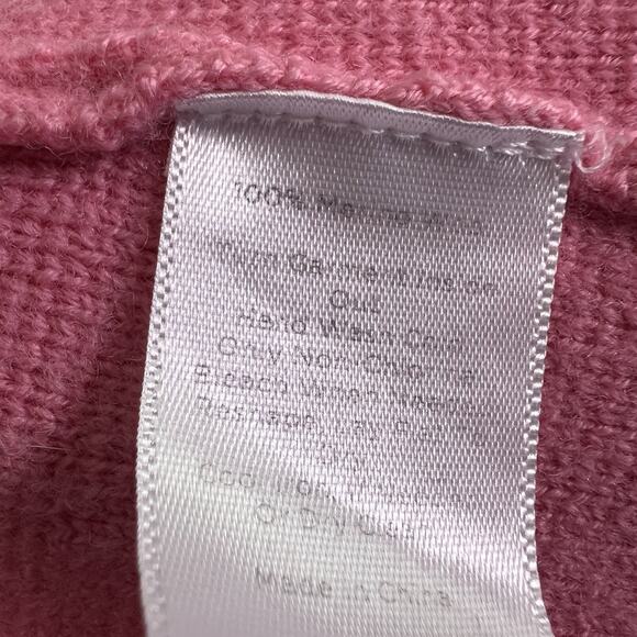 Talbots Womens Pure Merino Wool Cardigan Open Front Pocket Sz L Pink Preppy - Picture 10 of 13